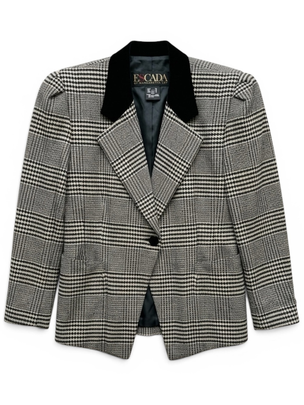 Escada Plaid Wool Blazer Size EU 36 = US 4-6 Vintage 80s